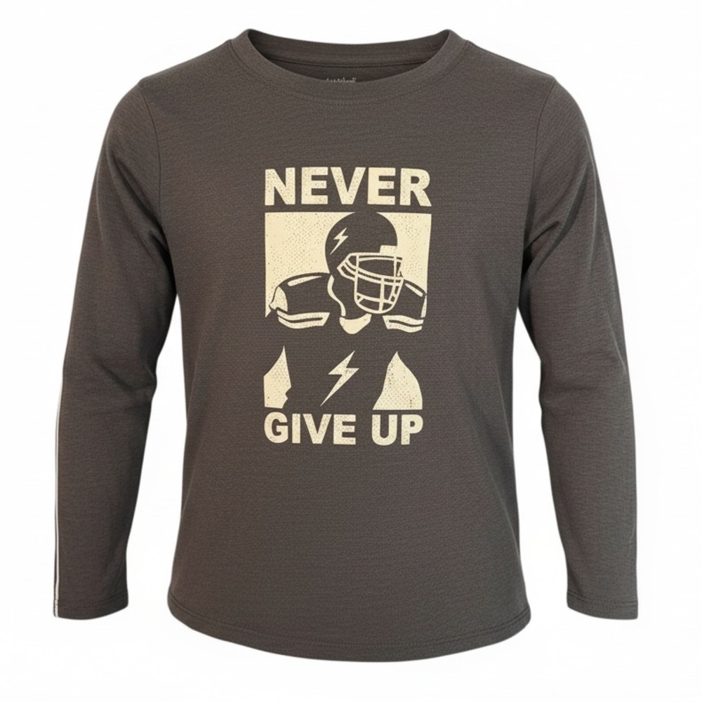 Cat & Jack Boys' Short Sleeve 'Never Give Up' Graphic Tee Charcoal S(6-7) NWT